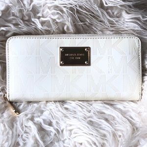 Michael Kors MK Monogram White & Gold Wallet